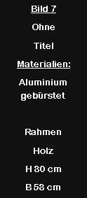 Textfeld: Bild 7Ohne TitelMaterialien:Aluminium gebrstetRahmen HolzH 80 cmB 58 cm